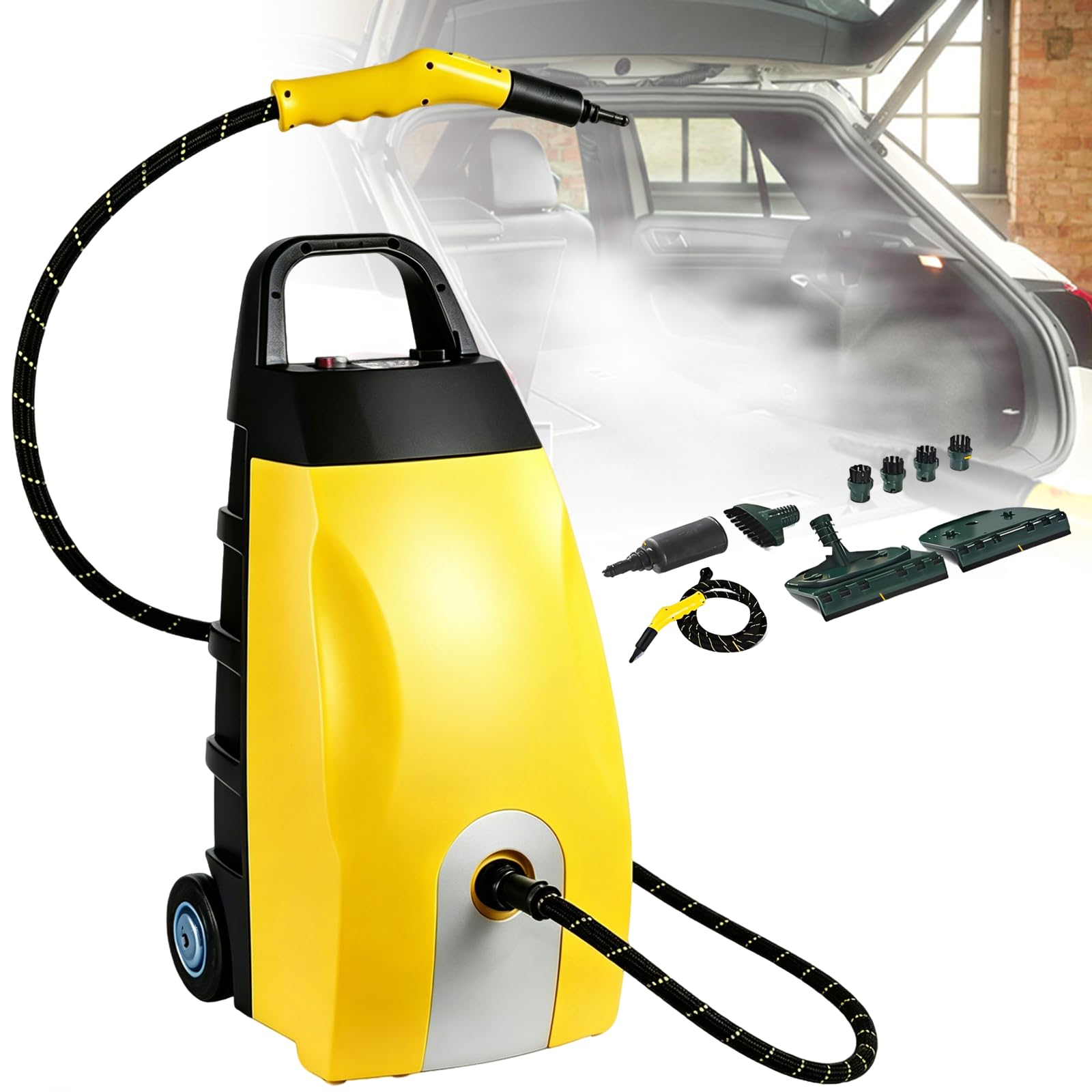 URJWAN Multi-Purpose Steam Cleaner - High-Pressure Continuous Steam Washer for Home, Car, Hotel & AC Cleaning | Heated Carpet Extractor for Home Appliances & Auto Detailing Yellow