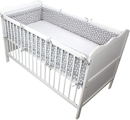 Tuptam Tour De Lit Bebe Long Rembourre Protection Coeurs Blancs Gris 4x30cm Lit 140x70 Amazon Fr Bebe Et Puericulture