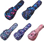 HOT SEAL Waterproof Durable Colorful Ukulele Case Bag with Storage (23/24in, Black)