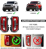 Vista 2 de Juego de luces traseras LED para Ford Bronco 2021 2022 2023, juego de luces traseras mejoradas, solo apto para accesorios halógenos originales