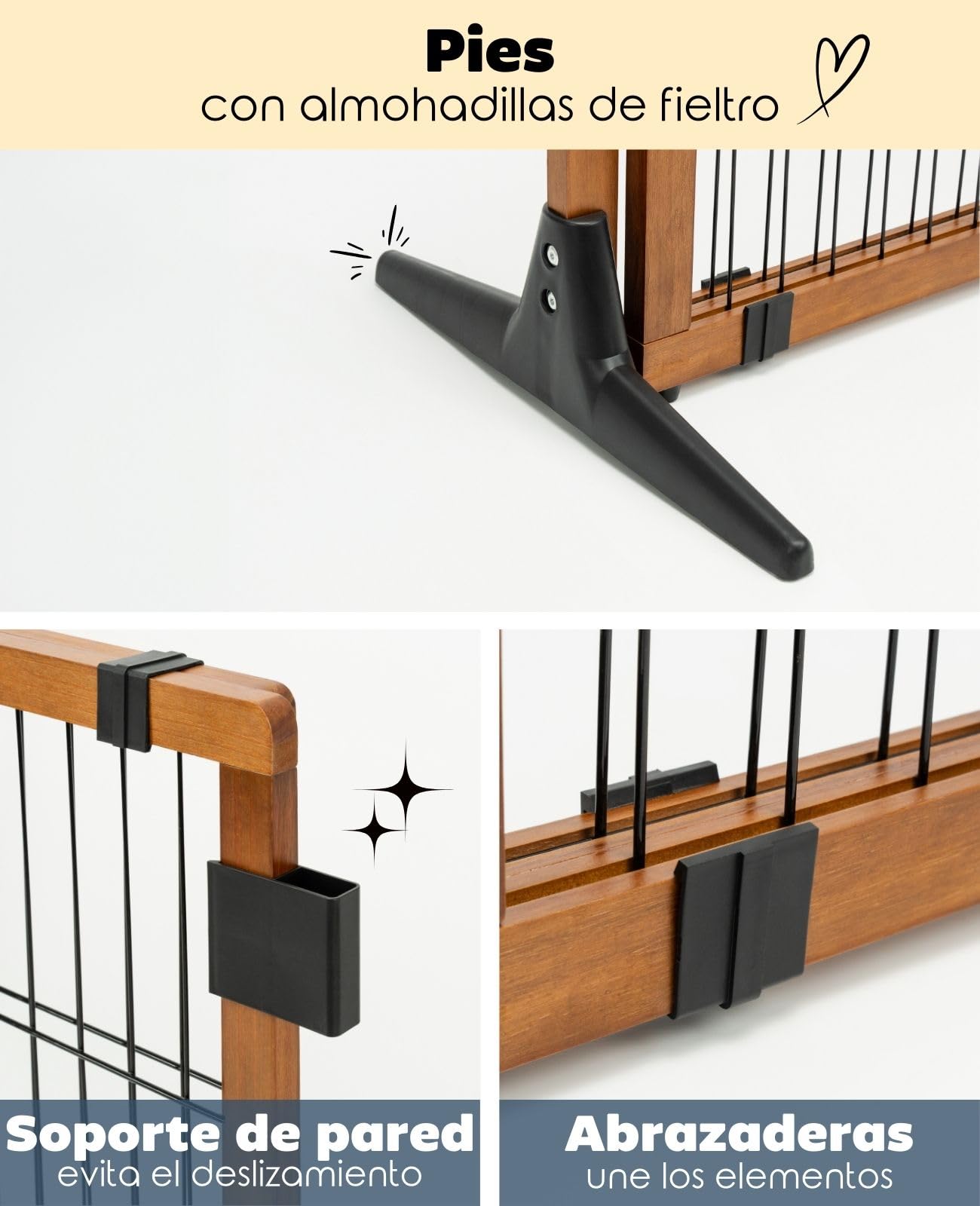 lionto Barrera Perros Seguridad Perros protección de Escalera Cachorros Valla Cachorros, Altura 50 cm Marrón/Negro