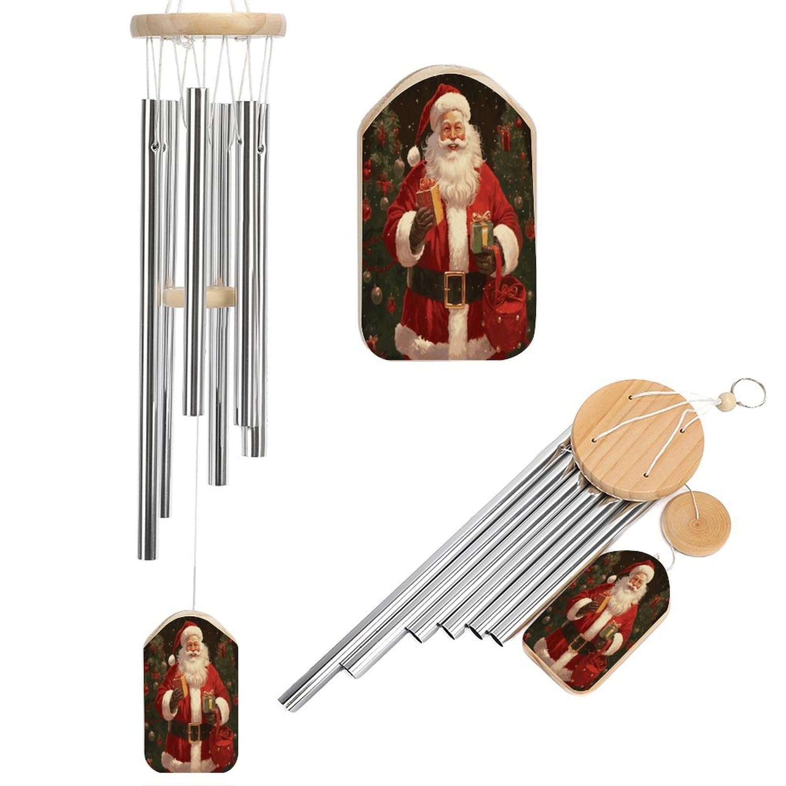 Santa Claus Wind Chime-Outdoor-Garden Decors. Aluminium Wind Chimes to Melodic Tones .Memorial Wind Chime for Garden Yard Porch, Good Gifts for Women Mom Grandma Wife.