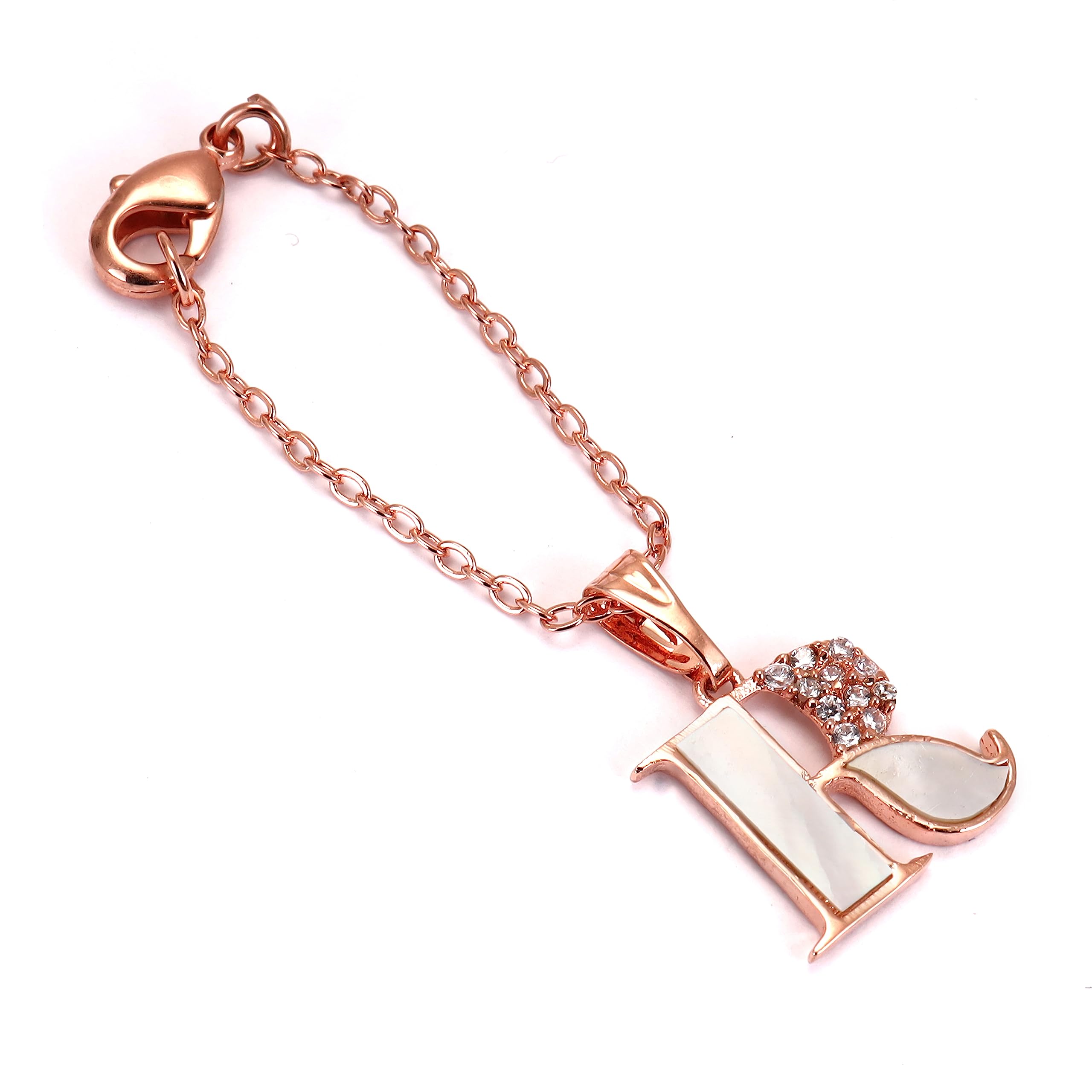 RoseGold Watch Charms With Mother Of Pearl And AD Stones Of Letter R-image-46
