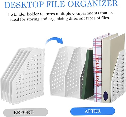 Miniatura 3 de Uonlytech Organizador de archivos de escritorio, soporte para revistas, plástico resistente, organización de oficina, estantería de escritorio