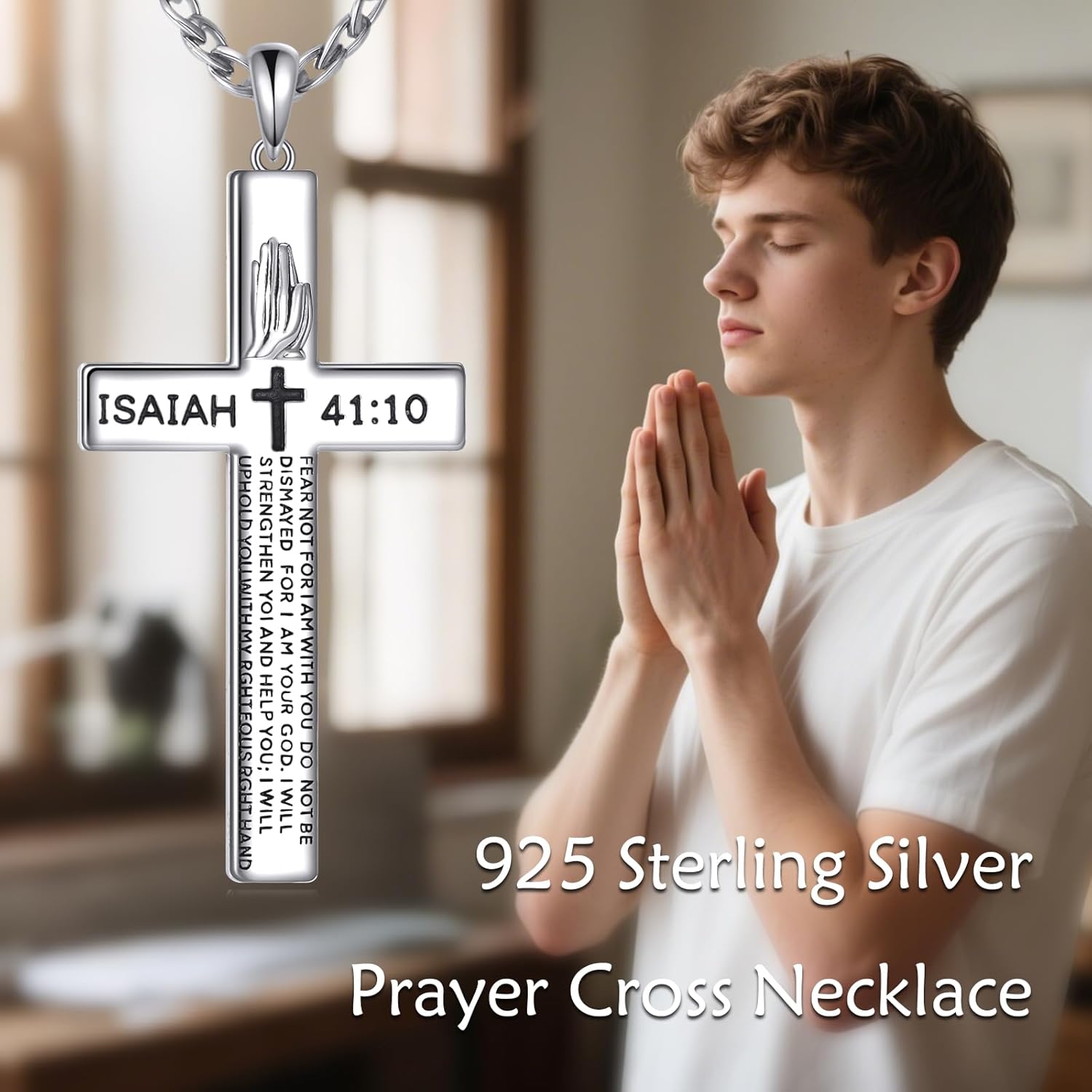 LUHE Cross Necklace for Women Sterling Silver Cross Pendant Necklace Religious Jewelry Christian Gifts - Image 5