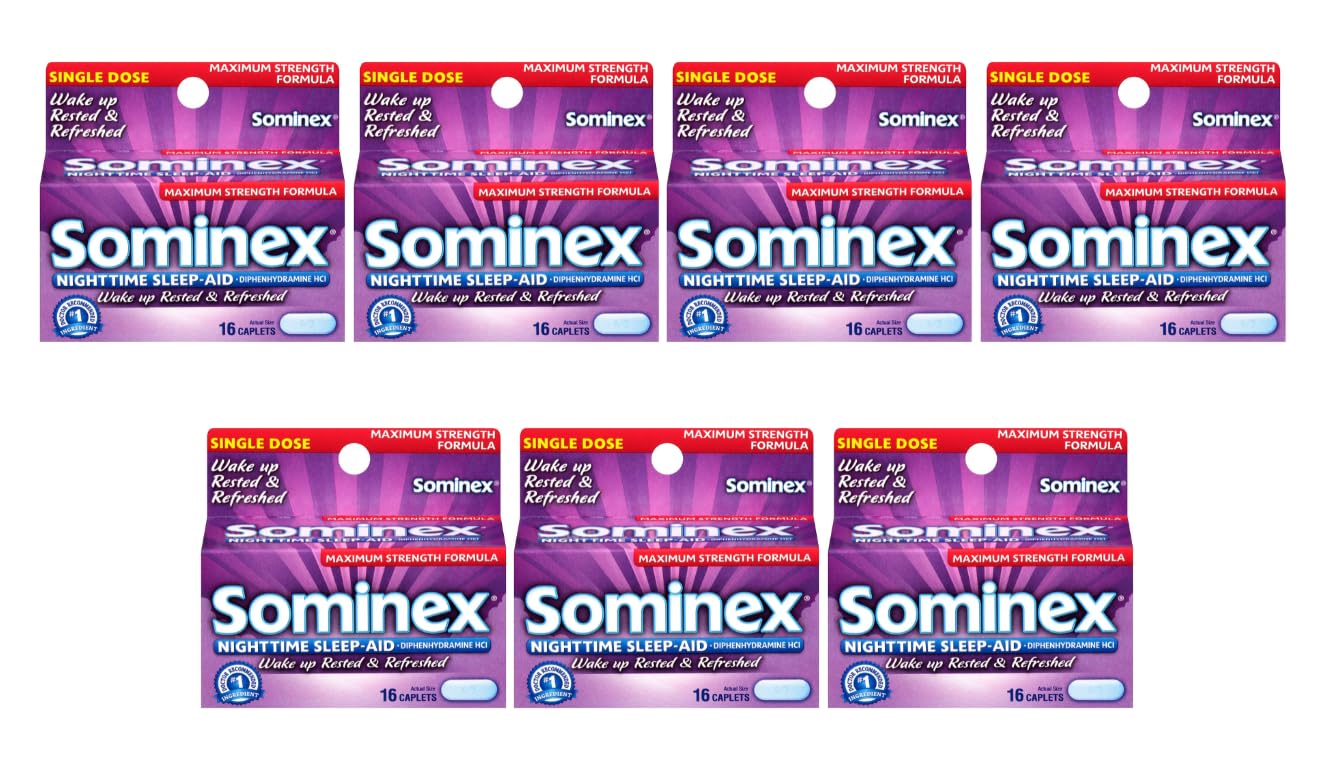 Nighttime Sleep-Aid Caplets, Maximum Strength, 16 ea (Pack of 7)