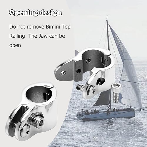 Miniatura 2 de Bimini - Soporte de mandíbula superior de acero inoxidable 316 de 1 pulgada, herrajes Bimini de acero inoxidable, abrazaderas superiores Heavy Dudy