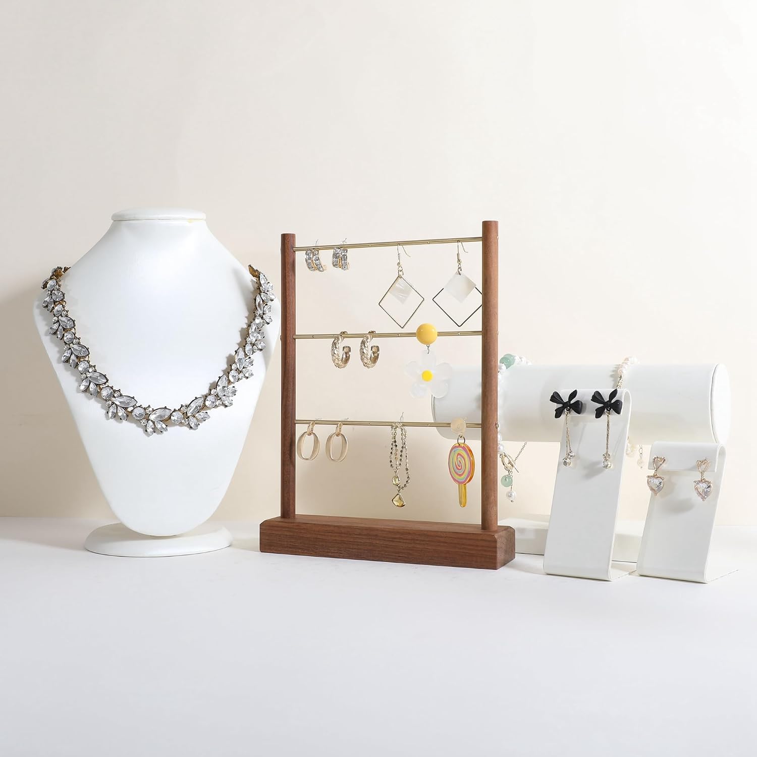 Walnut earrings display stand for selling, wooden jewelry earring organizer shelf, wood earring storage organizer rack for boutique store【Earring shelf-Medium】