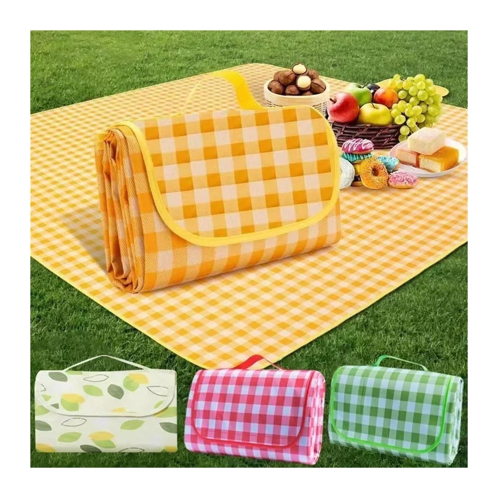 Couverture Pique Nique Tapis de camping portable, grande couverture, imperméable, résistant à l'humidité, épais, sac de transport, tapis de pique-nique, randonnée, plage, voyage, activités de plein ai