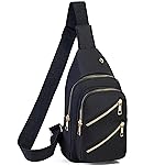 Banelu Sling Bag Crossbody Bags for Women, Small Sling Backpack Fanny Pack Cross Body Bag for Outdoors Hiking Traveling - Black
