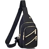 Banelu Sling Bag Crossbody Bags for Women, Small Sling Backpack Fanny Pack Cross Body Bag for Outdoors Hiking Traveling - Black