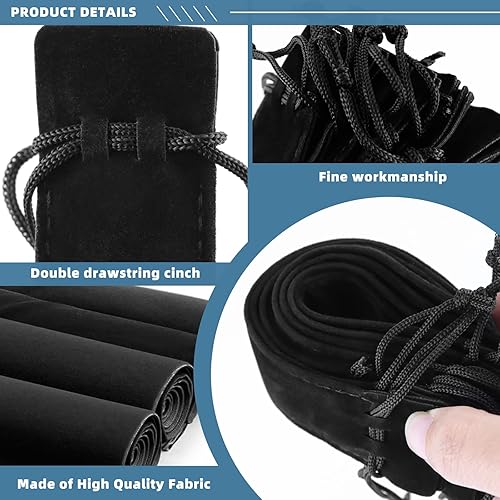 Miniatura 3 de WFPLUS 50 bolsas de terciopelo para bolígrafos con cordón, estuche de terciopelo para bolígrafos, bolsa para lápices y lápices (negro)