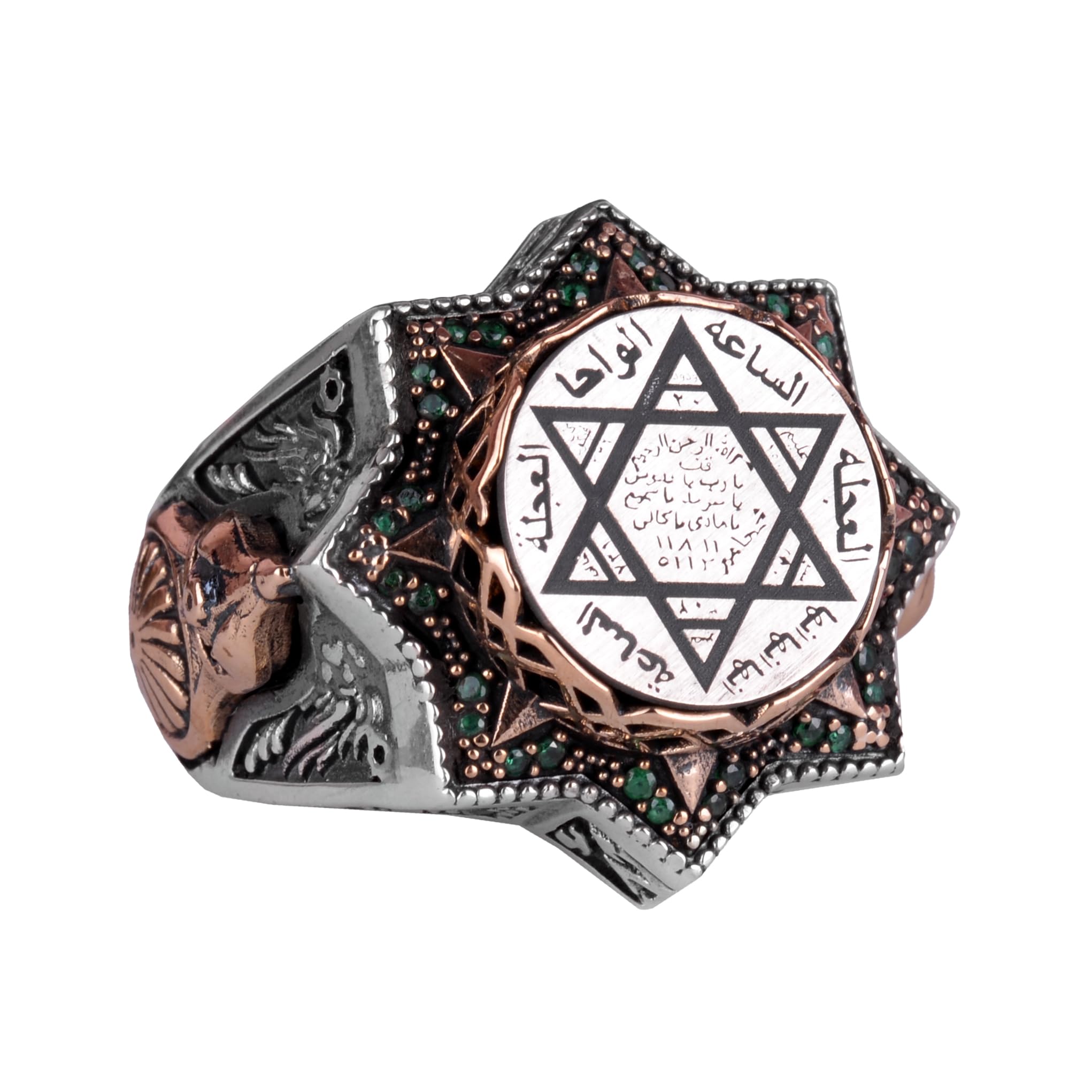 KAMBO Anillo de plata de ley 925 K para hombre, estrella de David, anillo de Salomón (tamaño: 11), plata de ley de bronce, sin piedras preciosas, de Bronce, Sin piedras preciosas
