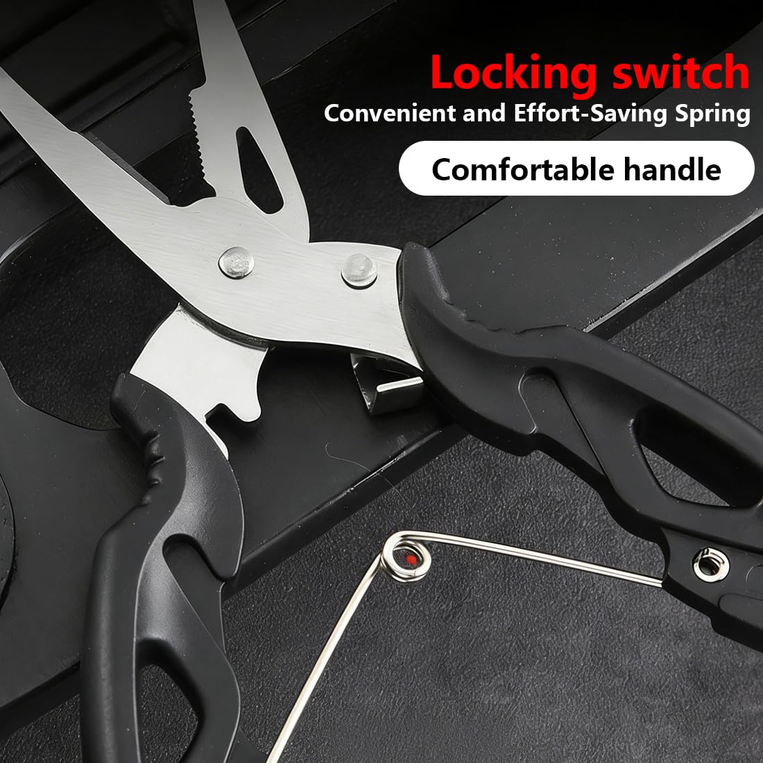 Pinza da Pesca Multifunzione in Acciaio Inossidabile, 3 Pezzi, set di pinze da pesca con cordino, per Esterno, accessori per acciaio inox per acqua salata e acqua dolce