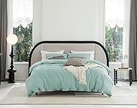 Vista 11 de Talasily Juego de funda de edredón de lino tamaño matrimonial, juego de funda de edredón de mezcla de lino y algodón, suave y fresco, cierre