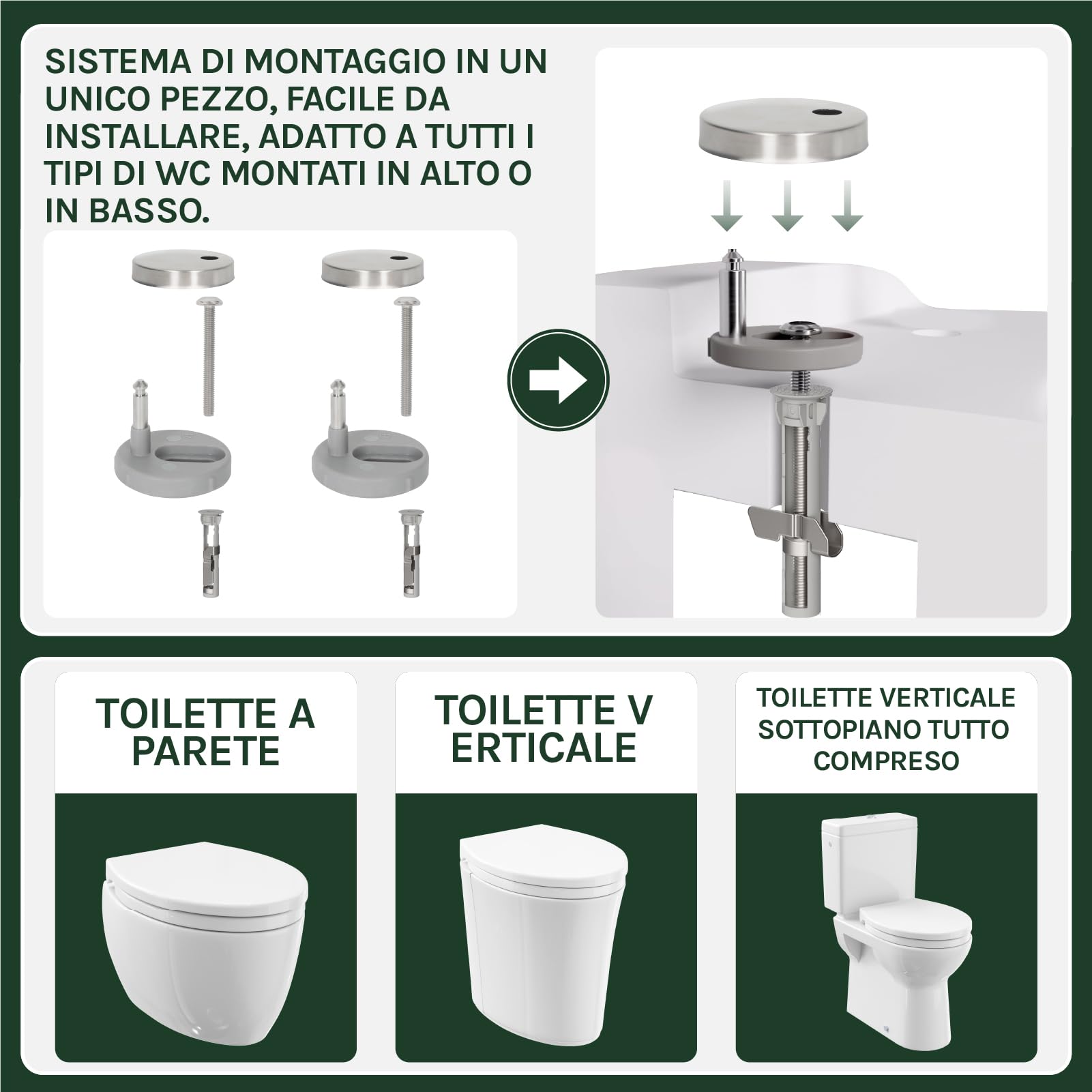 WOLTU Copriwater Sedile WC Universale Coperchio con Chiusura Ammortizzata Soft Close Toilet Seat Bagno in Plastica Bianco a Forma di O