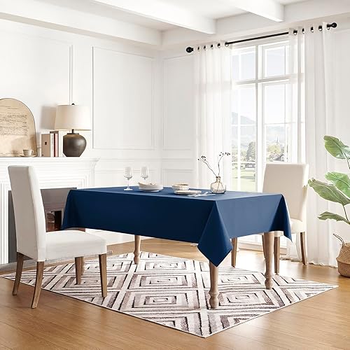 Miniatura 2 de Veblandy Mantel rectangular impermeable, a prueba de derrames, sin arrugas, lavable, decoración de mesa de cocina, comedor, mantel de tela para uso