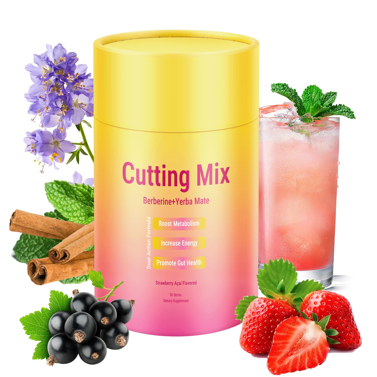 Cutting Mix Drink – Supports Satiety Signaling, Strawberry Açaí flavor