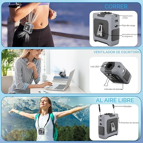 Miniatura 3 de Ventilador portátil portátil portátil con 5 velocidades máximas 55 horas de trabajo, ventiladores portátiles de bajo ruido, ventiladores de cintura