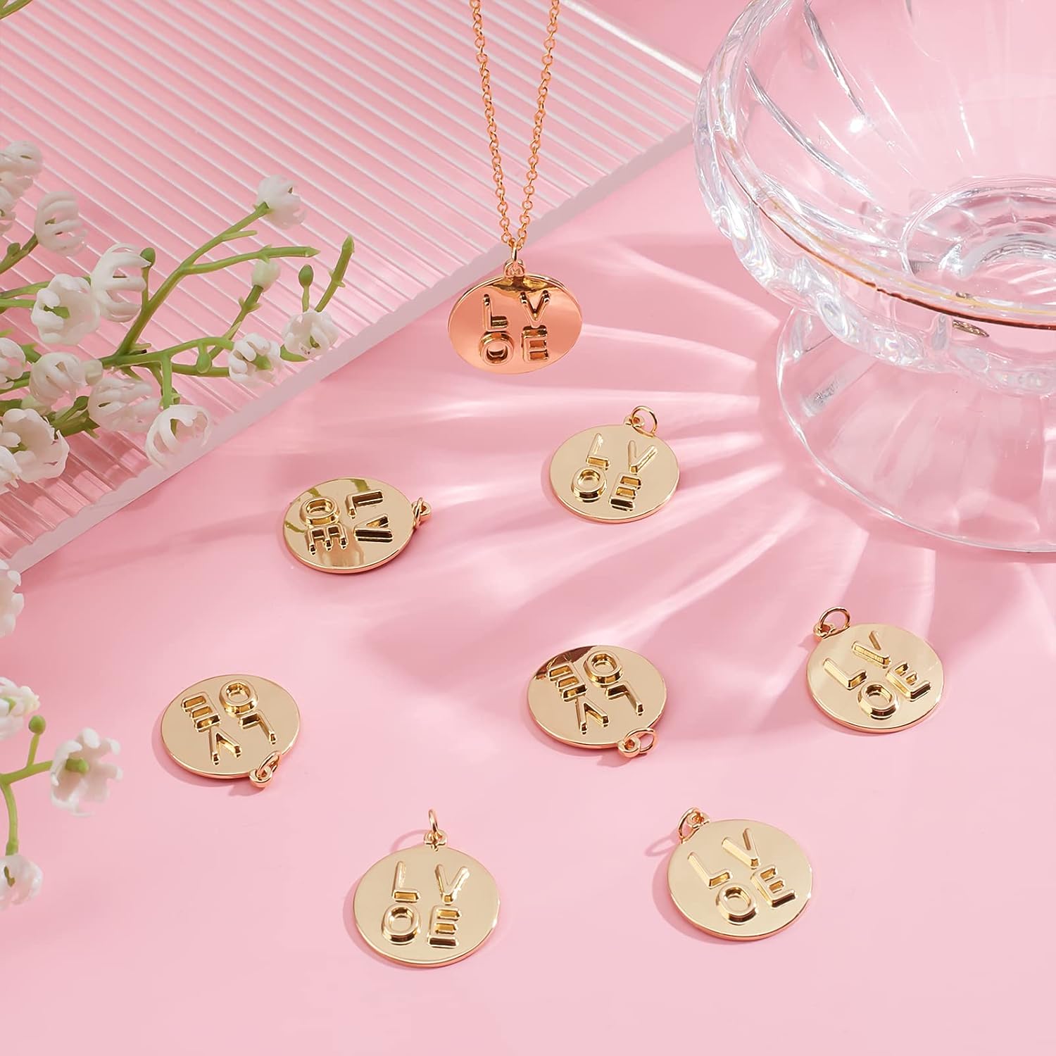 Beebeecraft 1 Box 18K Gold Plated Brass/Stainless Steel Heart Charms Love Dangle Pendant Charms for Mother's Day Valentine's Gifts Jewelry Making Finding