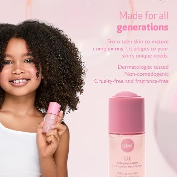 Indeed Labs Lit Skin Prep Serum for Makeup | Face Serum with Taurine for Radiance, Hydrating Hyaluronic Acid, Pore-Minimizing Niacinamide | Gentle Makeup Base Facial Moisturizer | All Ages, (30 mL)