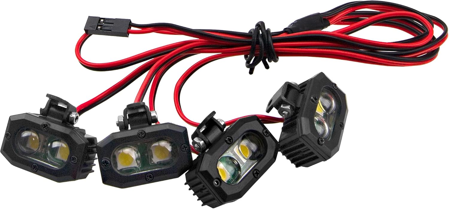 RC Crawler Bumper Light LED Headlight Spotlight w/Rectangular Cover Compatible with Traxxas TRX-4 Axial SCX10 90046 D90 CC01 Wraith Redcat Gen8 1/10 RC Crawler Car (4Leds)