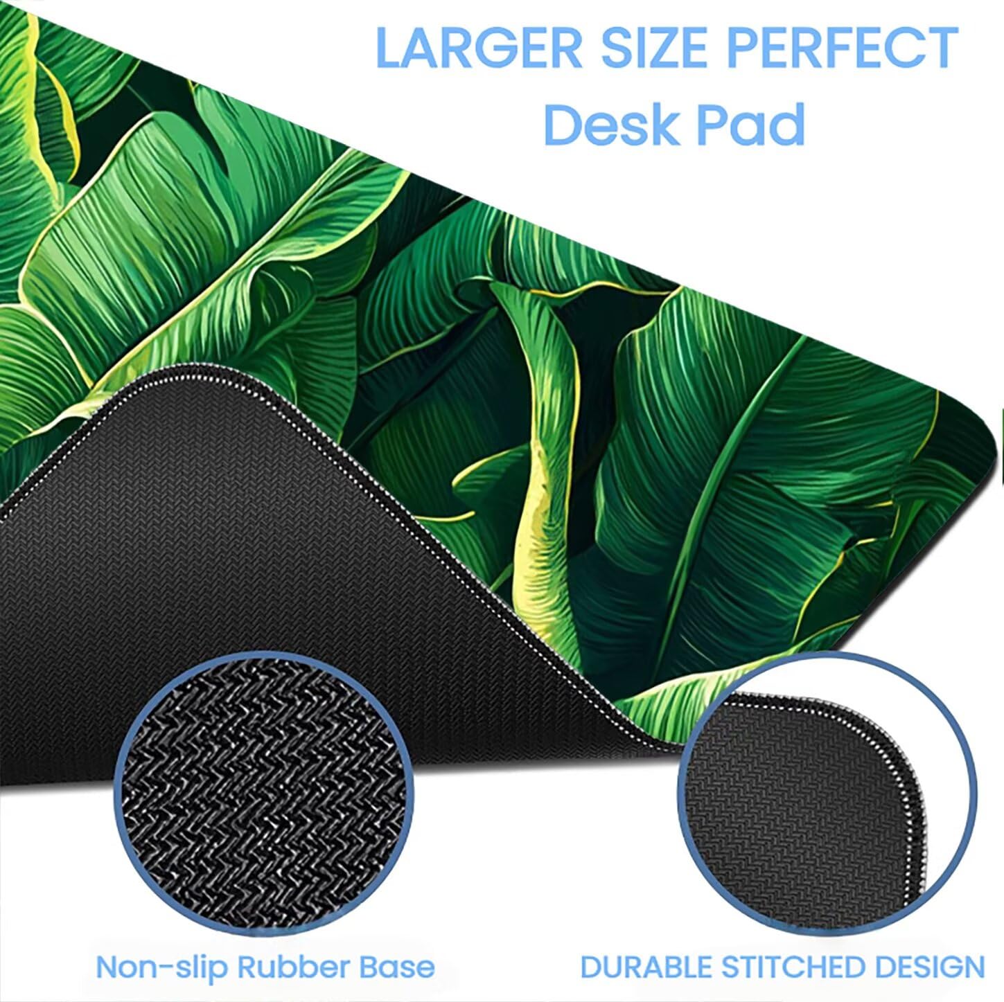 Lpfieonn Anlage Schreibtischunterlage XXL, Grün Schreibtischunterlagen Großes, Gaming Mousepad XXL mit ernähter Rand und Rutschfeste Gummibasis, Desk Mat für PC/Laptop/Mausa 120x60cm PF-1946