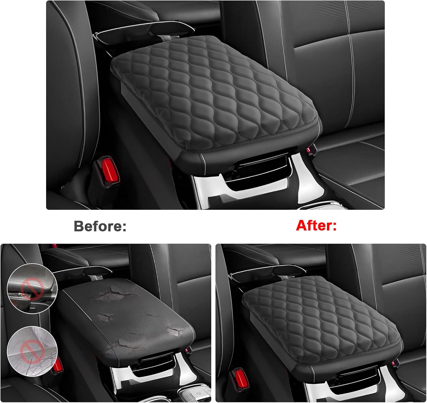 SXCY Fit for 2024 2025 2026 Kia Telluride Armrest Cover 2020-2023 2024 2025 2026 Telluride Console Cover for 2023 2024 2025 2026 Kia Telluride Accessories Center Console Cover Pad for Kia Telluride