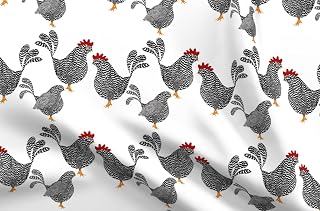Spoonflower Fabric - Chick Chickens Cute Animal Owl Creature Rooster Hen Rock Chicken Birds Printed on Petal Signature Cotton Fabric Fat Quarter - Sewing Quilting Apparel Crafts Decor
