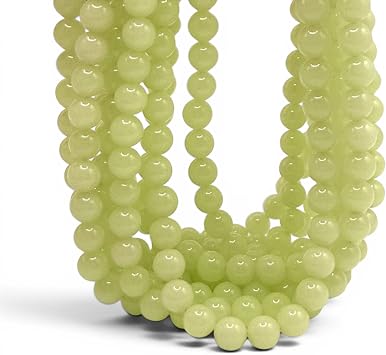 ABCGEMS Glow in the Dark Mexican Olive Green Aragonite Beads aka Cave Calcite - Very Rare Healing Crystal Chakra Energy Stone Perfect for Bracelets, Necklaces, Rings, DIY, Jewelry Making Smooth