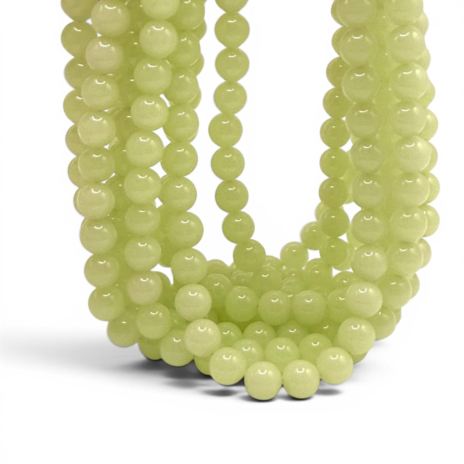 ABCGEMS (Glow) Green Aragonite Beads from Mexico (Cave Calcite) Round 6mm | Glow-in-the-Dark - Stablized for Durability - Heat-Treated Color - Mohs Hardness 4 - DIY Jewelry Making