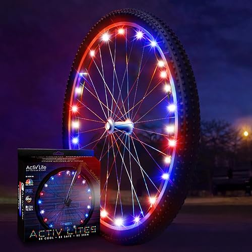 Miniatura 2 de Activ Life Luces LED para rueda de bicicleta con pilas incluidas. Obtén 100% más brillantes y visibles desde todos los ángulos para la máxima