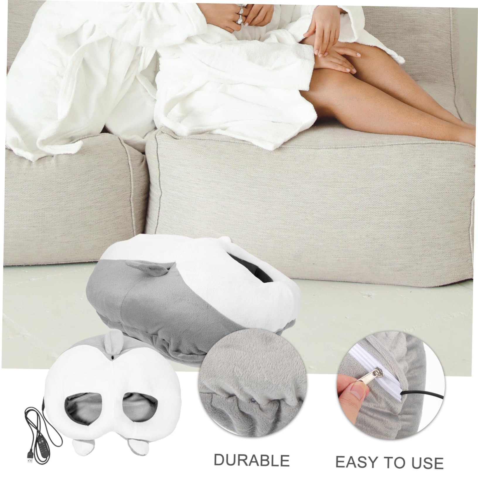 Scarpe calde elettriche scaldapiedi in peluche morbide pantofole scaldini riscaldati scaldamani scaldapiedi usb scarpe riscaldanti riscaldatore di peluche USB più caldo Grey