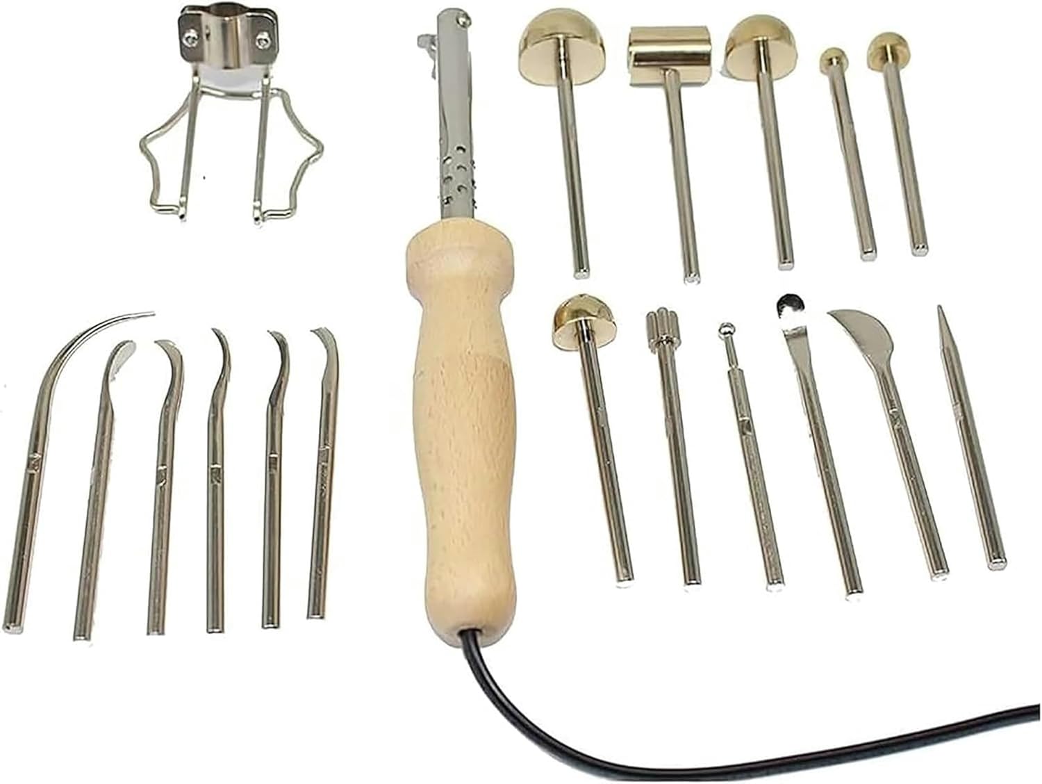 Electric Fabric Flower Maker, Artificial Flower Ironing Machine with 17 Stainless Steel Ironing Heads, Adjustable Temperature, DIY Fake Flower Making Tool Set