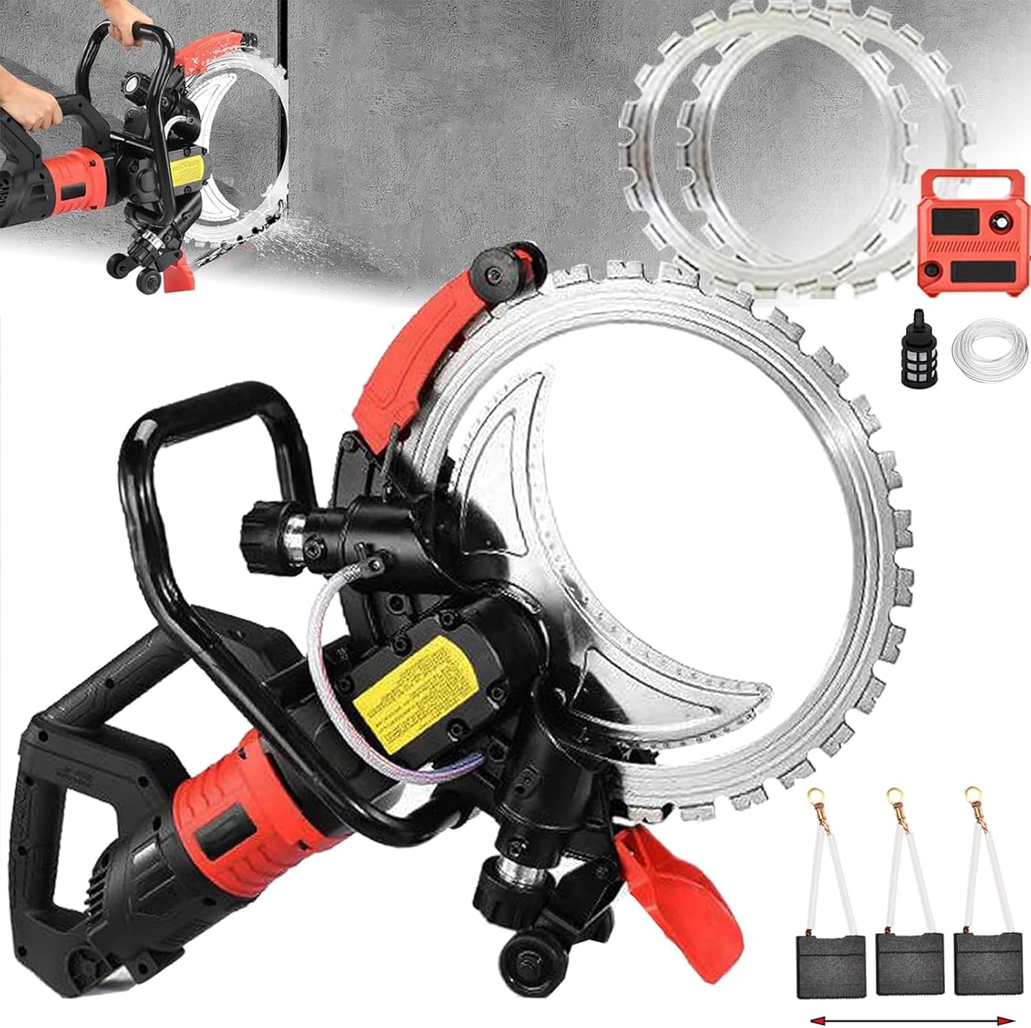 110V/220V Concrete Ring Saw Concrete Saw 16 inch, 9500W/12000W Electric concretes saws concrete Cutter, Wet Dust-Free System, Depth of cut 11.4inch, for Slotting Brick (12000W, 1blade)