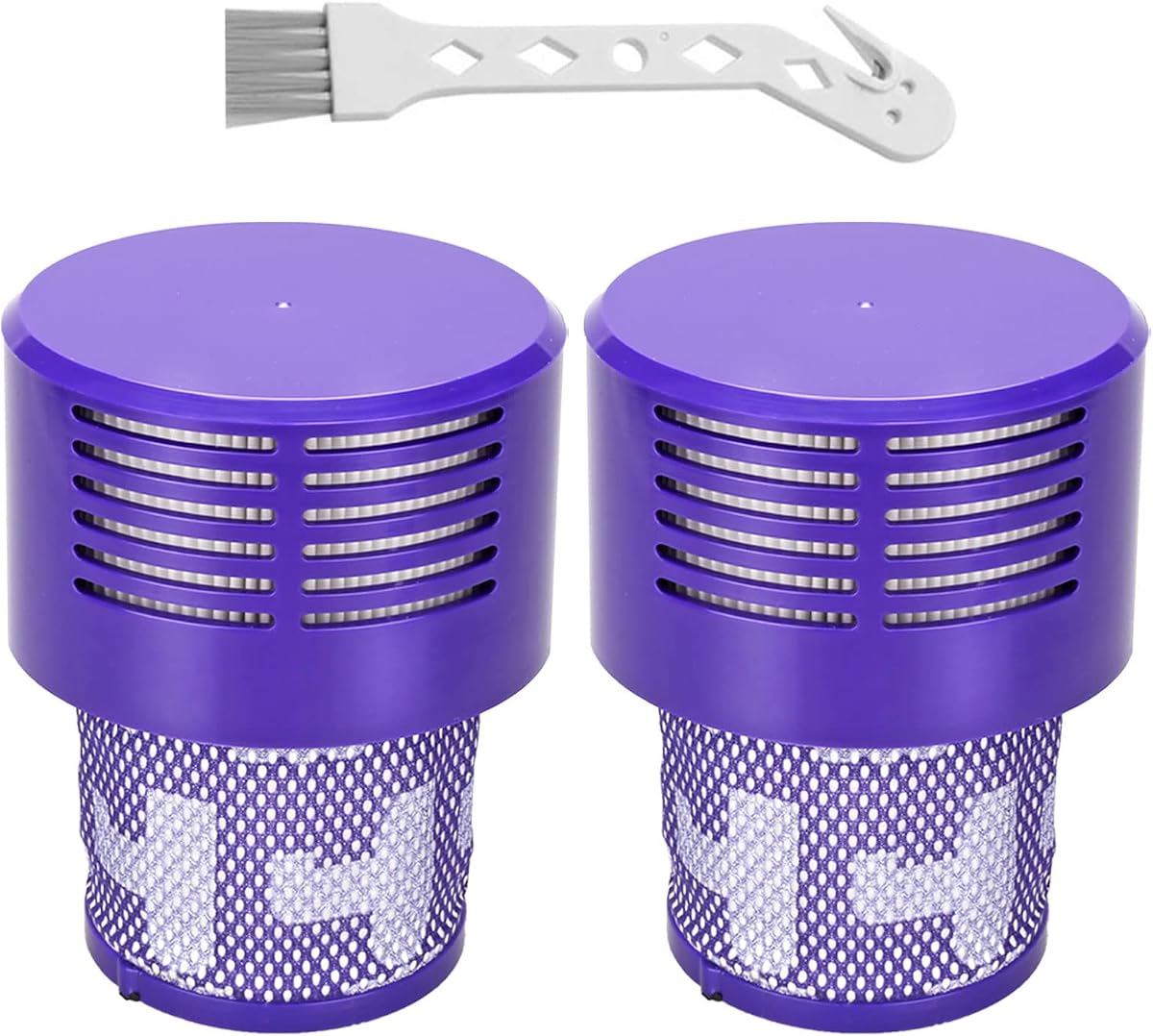 Paquete de 2 filtros V10 de repuesto para Dyson V10 Cyclone Series, V10 Absolute, V10 Animal, V10 Total Clean, SV12, reemplaza la pieza número 969082-01, filtros V10 y 1 cepillo limpio