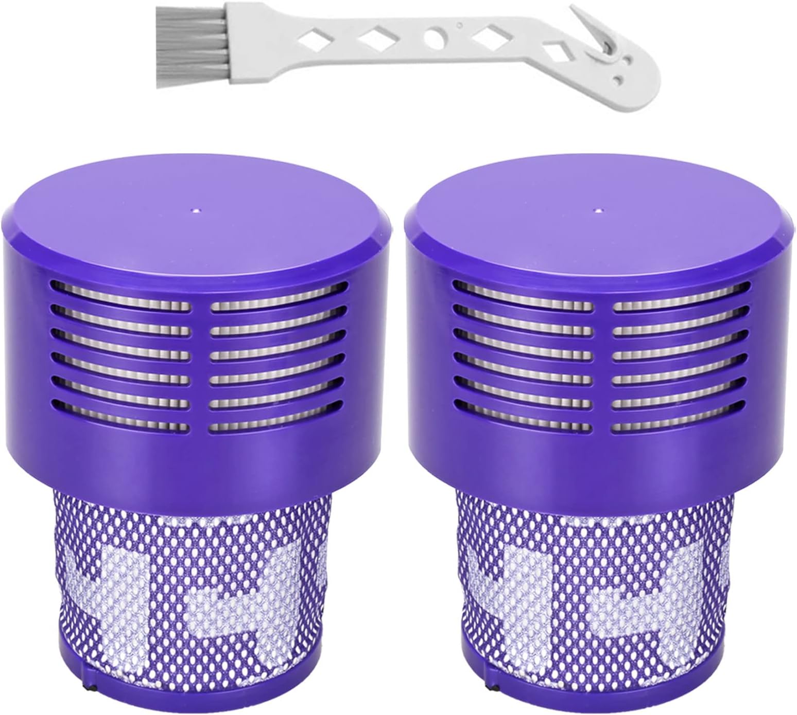 2 Pack V10 Filters Replacement for Dyson V10 Cyclone Series, V10 Absolute, V10 Animal, V10 Total Clean, SV12, Replace Part No. 969082-01, V10 Filters & 1 Clean Brush