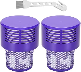 2 Pack V10 Filters Replacement for Dyson V10 Cyclone Series, V10 Absolute, V10 Animal, V10 Total Clean, SV12, Replace Part No. 969082-01, V10 Filters & 1 Clean Brush