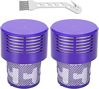 2 Pack V10 Filters Replacement for Dyson V10 Cyclone Series, V10 Absolute, V10 Animal, V10 Total Clean, SV12, Replace Part No. 969082-01, V10 Filters & 1 Clean Brush