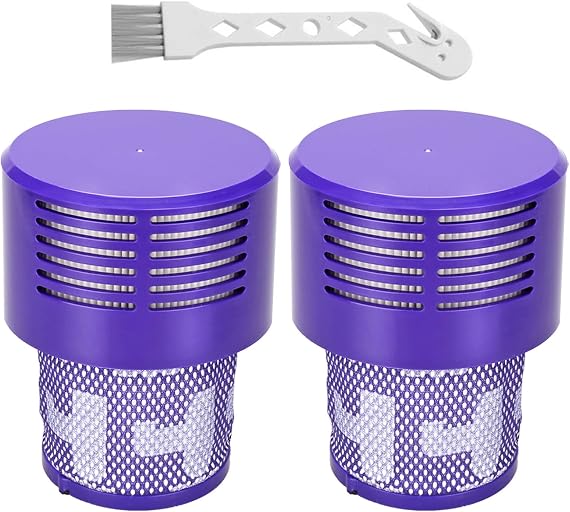 2 Pack V10 Filters Replacement for Dyson V10 Cyclone Series, V10 Absolute, V10 Animal, V10 Total Clean, SV12, Replace Part No. 969082-01, V10 Filters & 1 Clean Brush