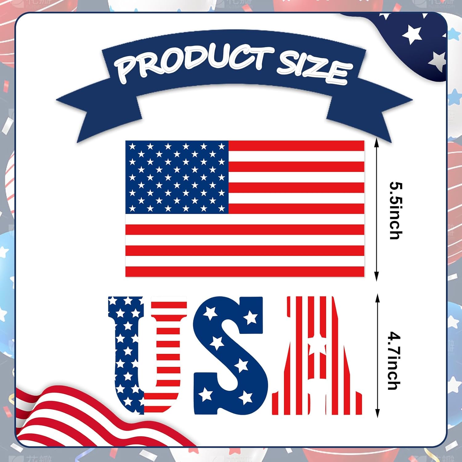 FYSUIMU 24Pcs Patriotic Garage Decoration Magnet Stickers USA Flag Refrigerator Decals for 250th Anniversary 4th of July Independence Day Party Home Garage Door Car