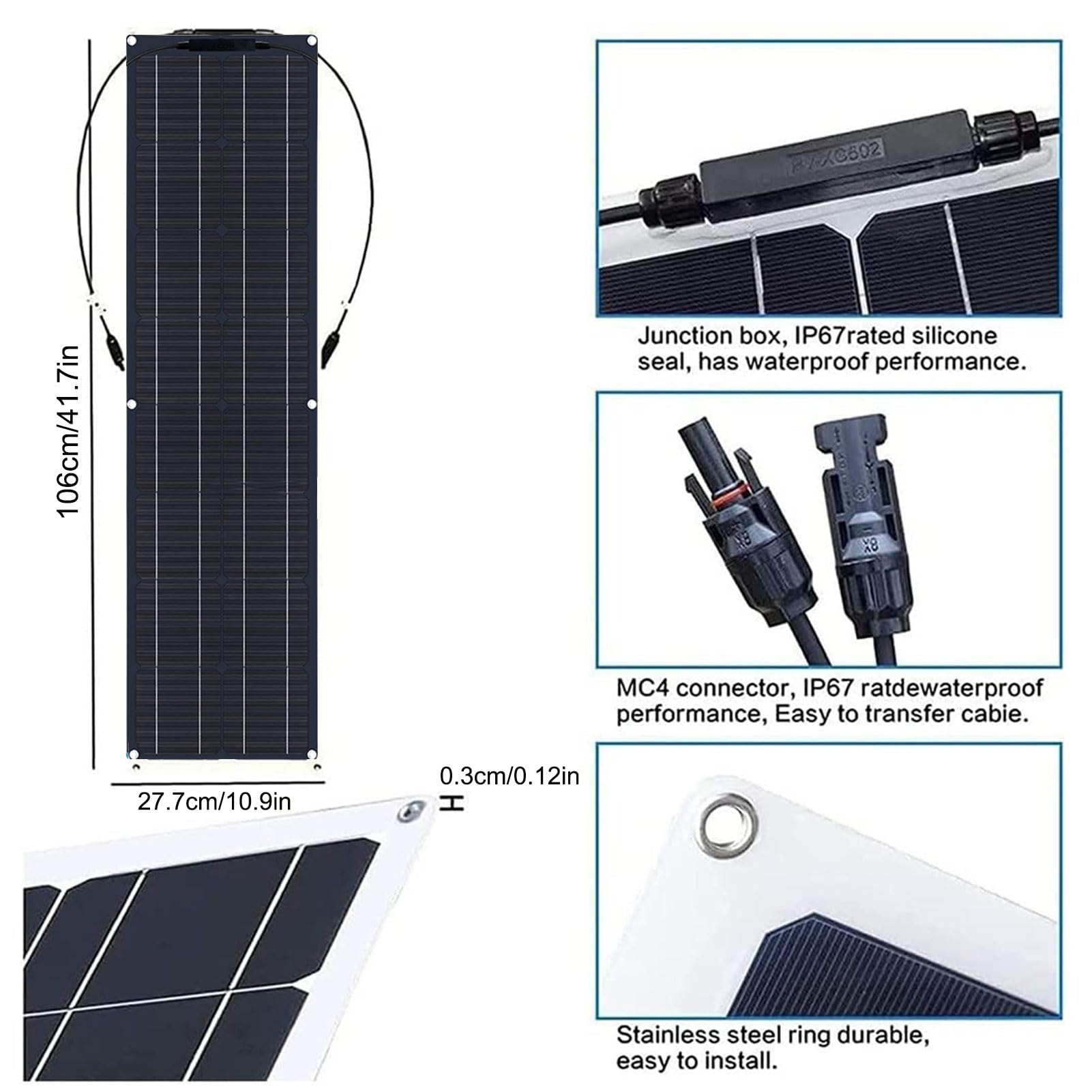 Pannelli Solari Flessibili da 600 W Kit Di 2 Pannelli Solari Monocristallini Flessibili da 300 Watt con Regolatore Di Carica per Ricarica Batteria da 12-24 V Batteria per Auto Camper Campe