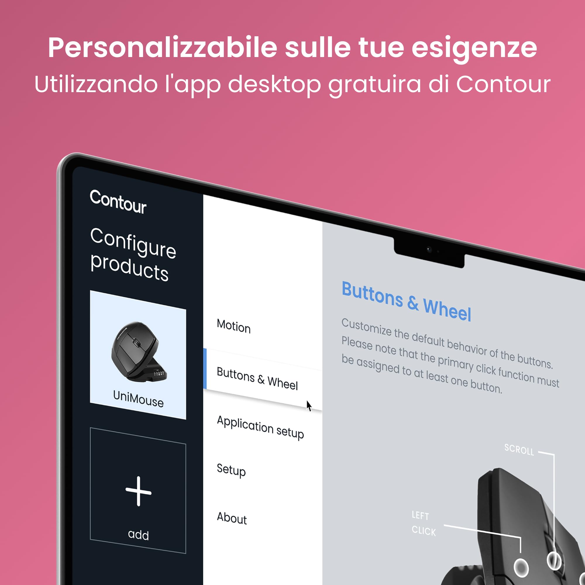 Contour Unimouse Mouse ergonomico | Inclinazione regolabile da 35° a 70°, 6 pulsanti programmabili, poggiapollice per il dolore al polso | Plug & Play per Mac e PC - Senza fili - Destro