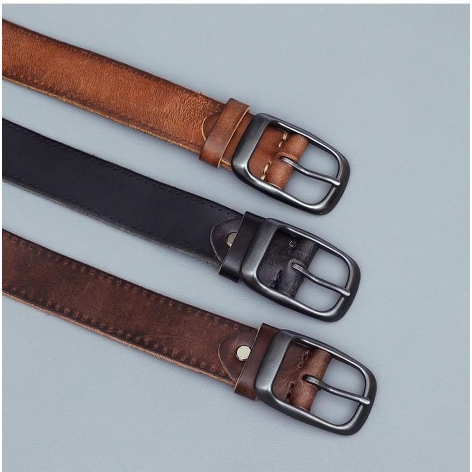 Taktische Gürtel Herren Herren-jeansriemen Mit Retro-Schnalle, Vielseitig, Lässig-schwarz-110cm