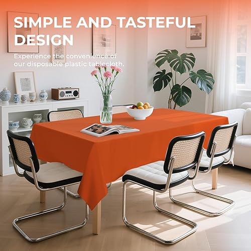 Miniatura 3 de Paquete de 6 manteles de plástico desechables de alta calidad de 54 x 108 pulgadas, manteles desechables para mesas de 6 a 8 pies, interiores o