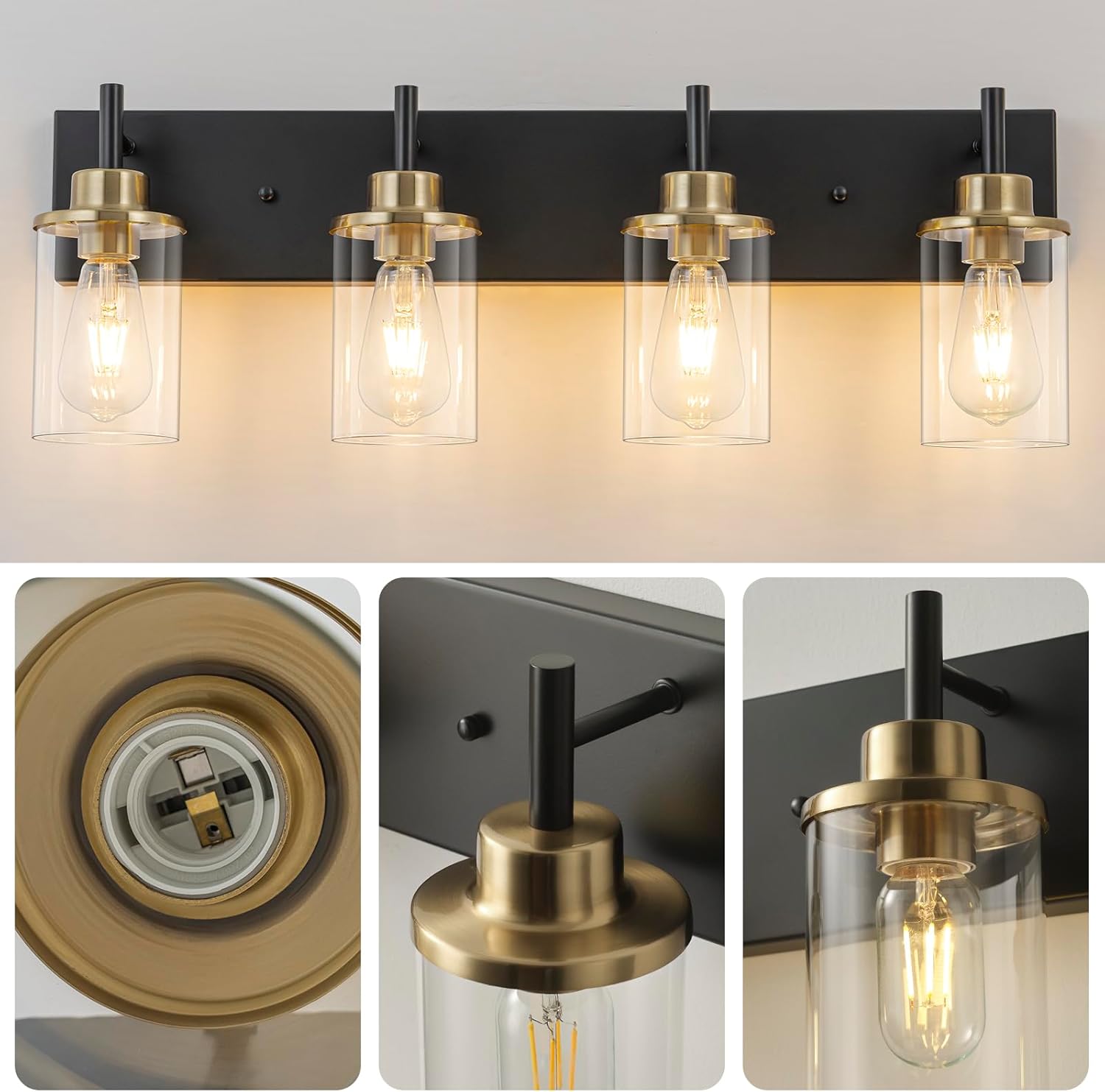 Close-up of GoYeel Vanity Light Fixture Components