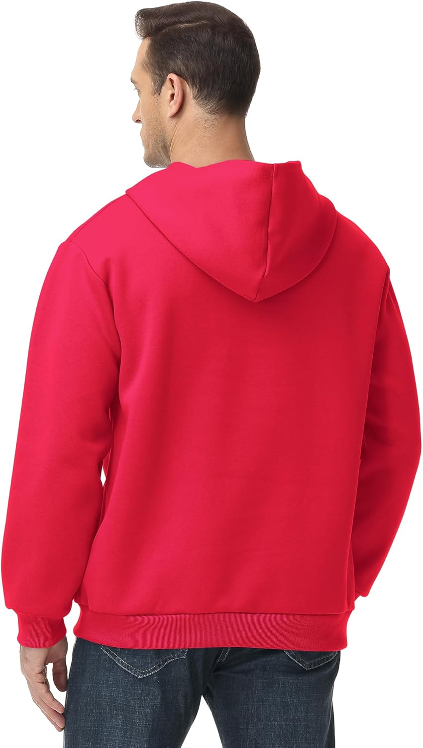 Men’s Cotton-Blend Pullover Hoodie – Solid Color Long Sleeve Sweatshirt, Relaxed Fit for Casual Wear - Image 2