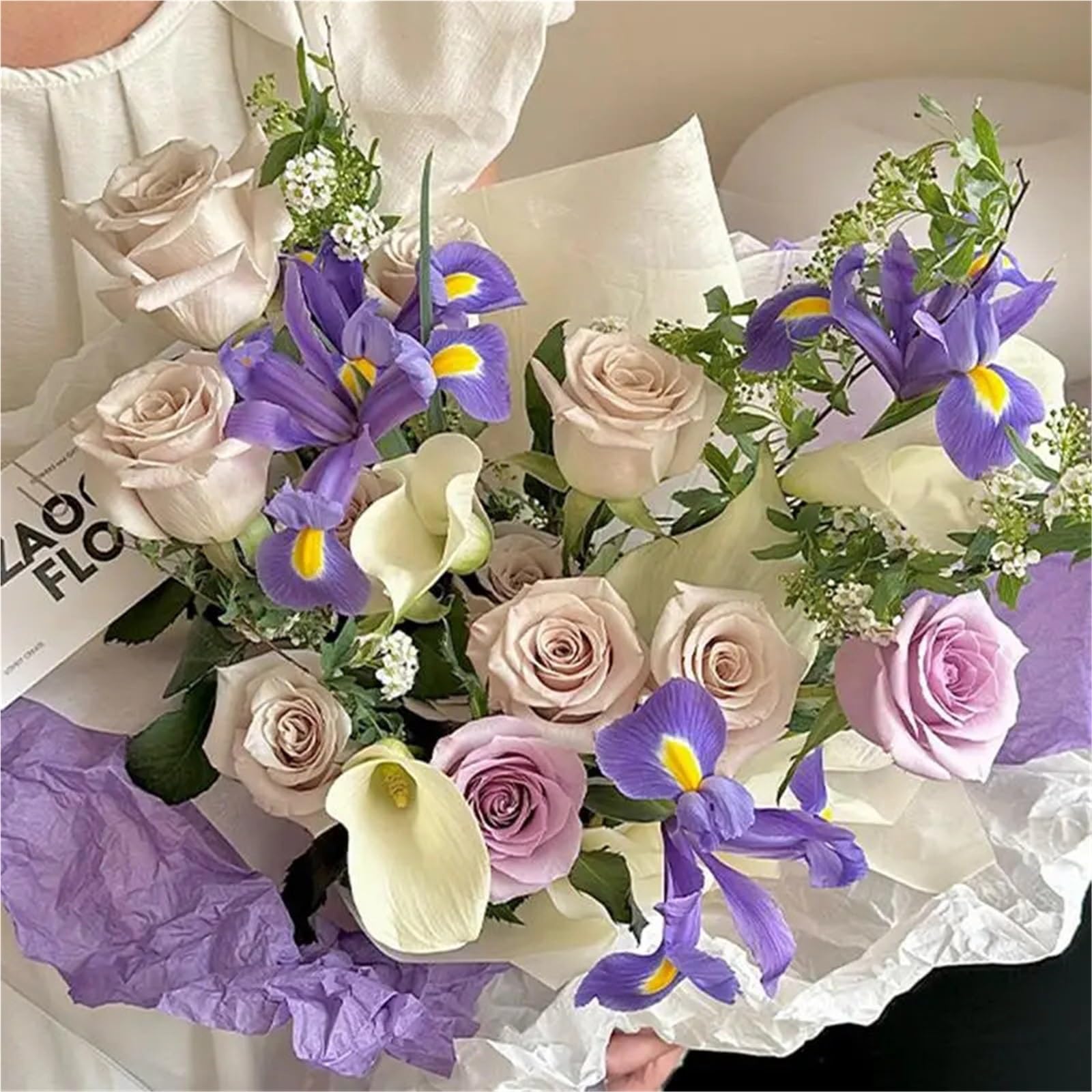 Blumengeschenk-Dekopapier, Geschenkpapier, 7 Stück, 53 x 53 cm, mehrfarbig(Lightbrown)