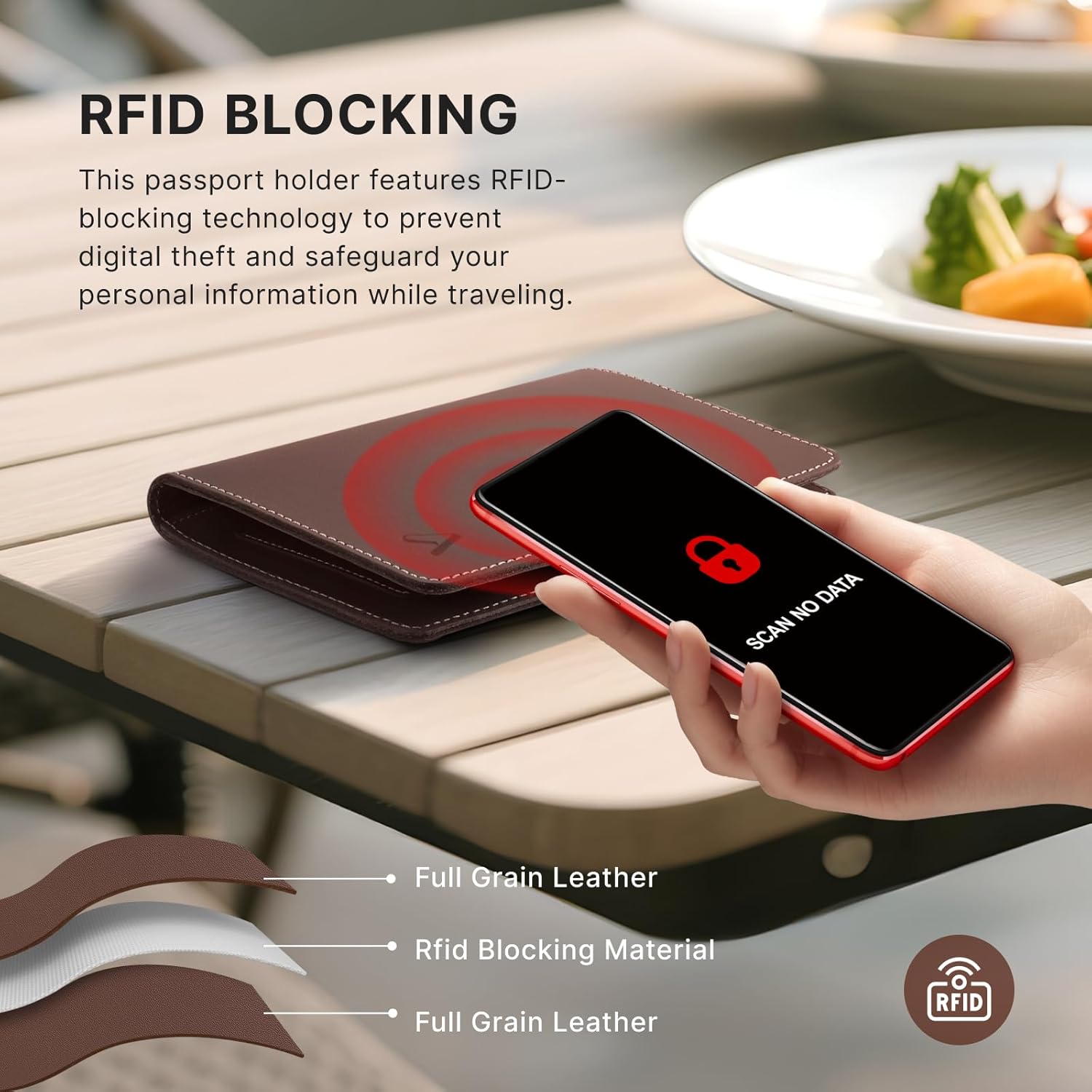 ALLIVE Family Passport Holder, Rfid Blocking Passport Wallet with AirTag Slot, Genuine Leather Travel Document Organizer for Women & Men, Airport Essentials, Travel Gift (Coffee Brown) - Image 5