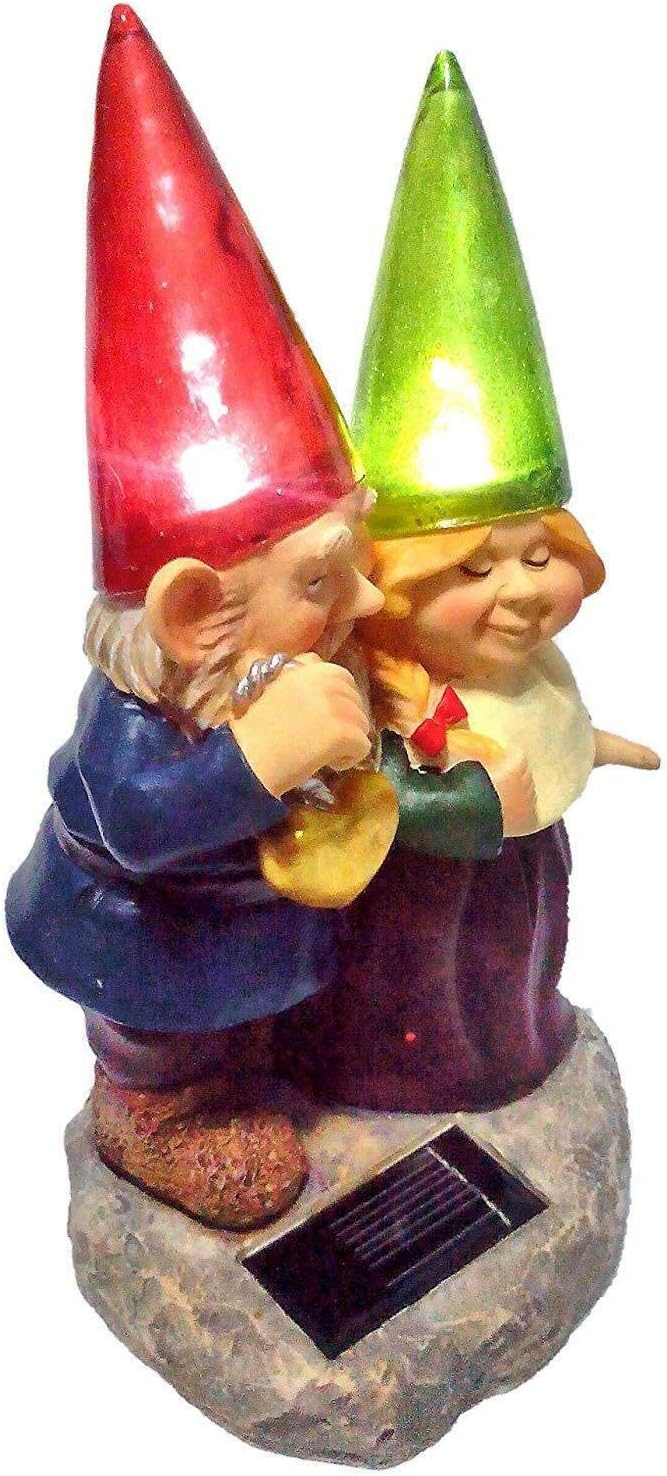 Outdoor Garden Set of 1 Gnomes Holding Sweetheart Landscape Figurine Solar White LED Light (Hot Gift)